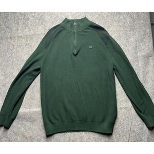 Canda C&A Waffle Green 1/4 Zip pullover wool Sweater Size 2XL